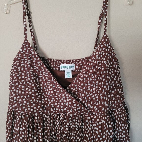 Motherhood Maternity Dress - Size M - Brown/White Polka Dots - Spaghetti Strap - Picture 3 of 4
